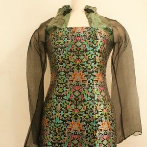 Kim Shui Organza Sleeve Brocade Dress NWT